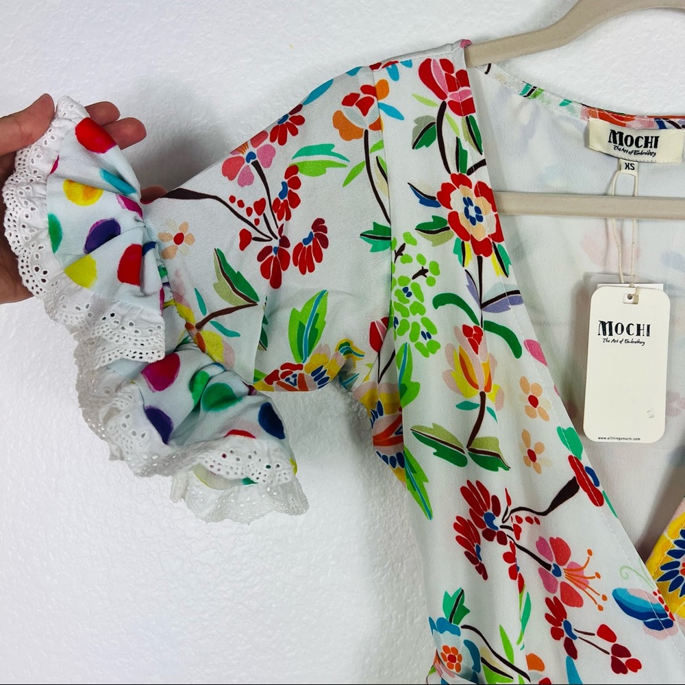 All Things Mochi Valeria Floral Silk Wrap Dress size XS - Picture 5 of 13